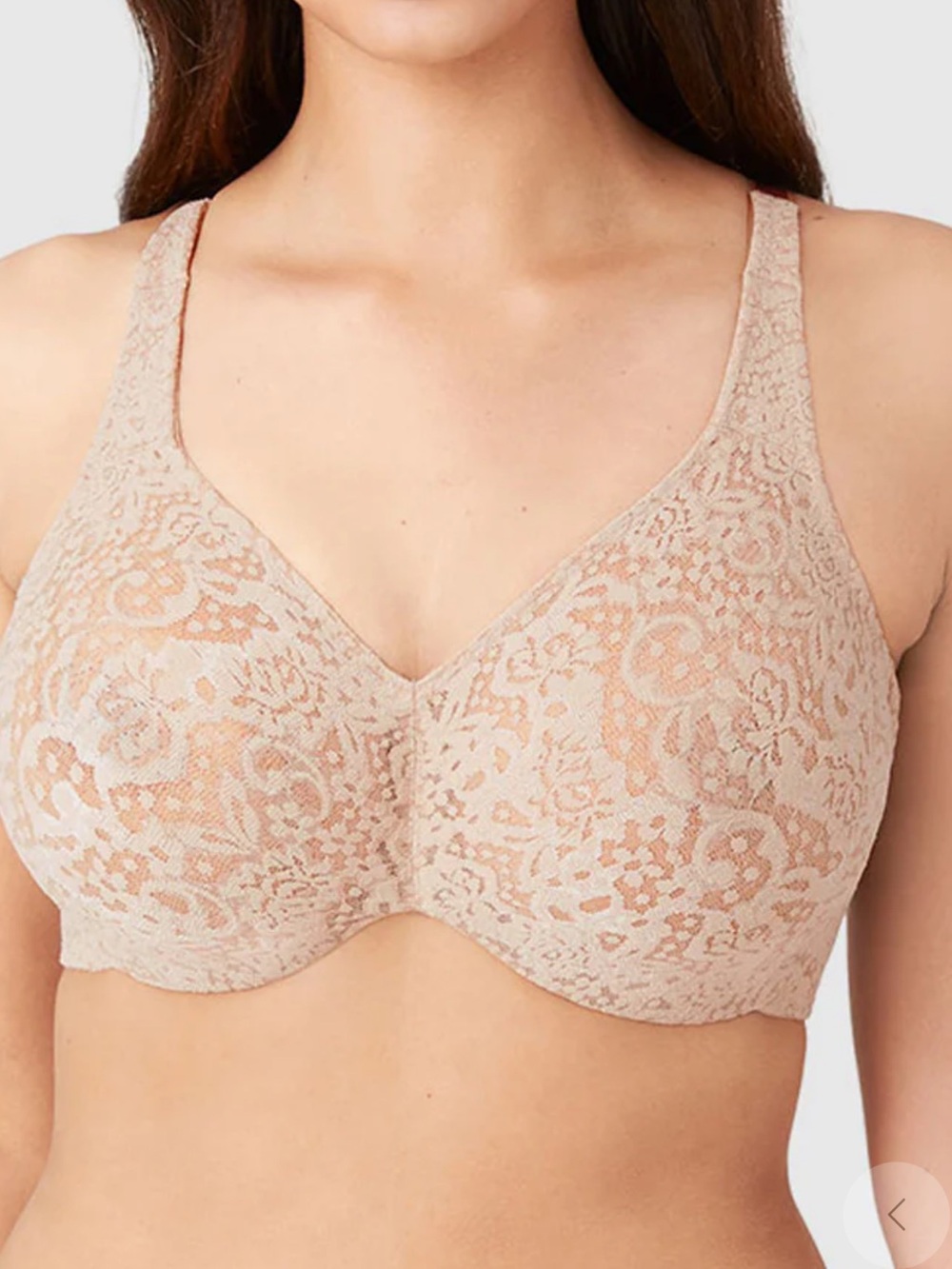 Wacoal Floral Lace Full-Coverage Bra in Light Beige, 38DD